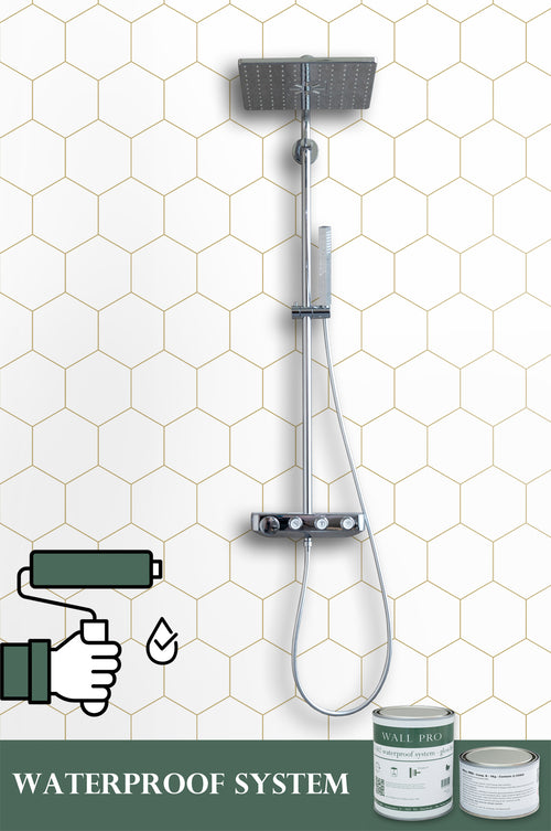 ESTAhome behang hexagon wit en goud - 53 cm x 10.05 m - 139312