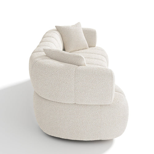 Sia Home - Rechte bank CALVI - Bouclette stof - Crème - 227.0 CENTIMETERScm