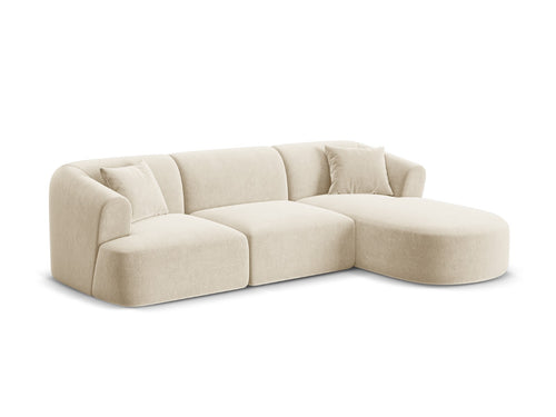 Cosmopolitan Design Modulaire hoekbank rechts Campi 4-zits, flueel lichtbeige - 156x256x70cm