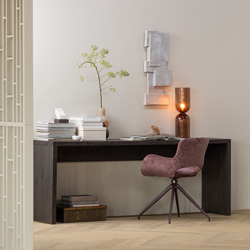 WOOOD eetkamerstoel Eliva - Structure Velvet - Paars - Set van 2