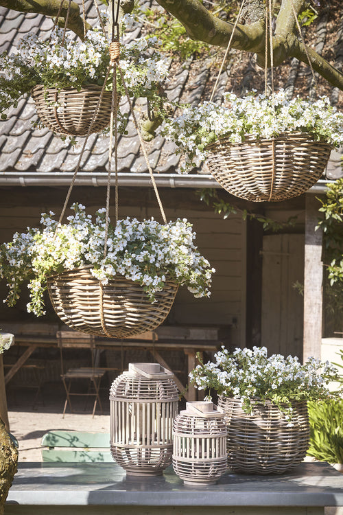 Mica Decorations Marcia Plantenmand Hangend voor Buiten - H20 x Ø40 cm - Rotan - Grijs - vtwonen shop