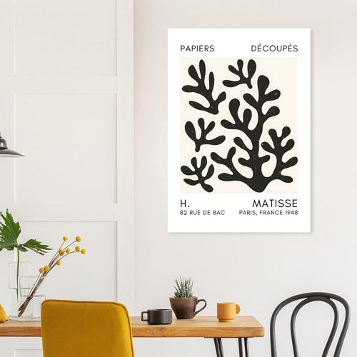 Artfulprints Poster met Lijst Matisse – Coral shadows black   - 50x70 cm - Zwart