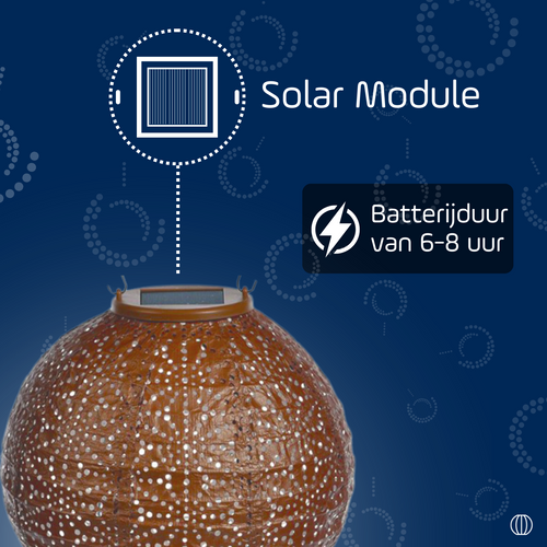 Lumiz solar lampion - sashiko rond - 20 cm - koper - vtwonen shop