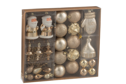 J-Line kerstbal - kunststof - ecru/beige - doos van 45