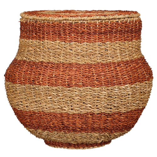 Mica Decorations Tacoma Opbergmand met Deksel - H48 x Ø55 cm - Jute - Oranje - vtwonen shop