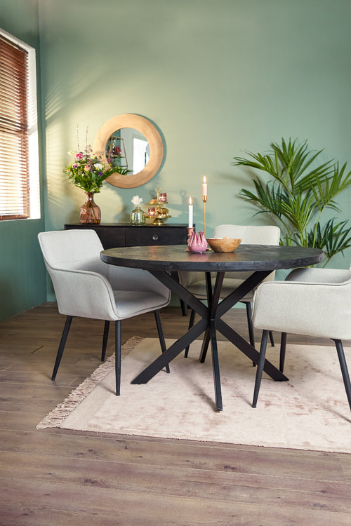 Light & Living eettafel YELLOV - Ø120x76cm - zwart