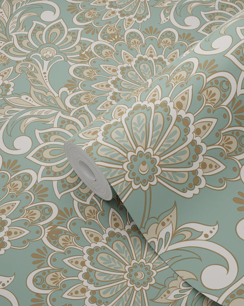 ESTAhome behang vintage bloemen vergrijsd groen - 50 x 900 cm - 131088 - vtwonen shop