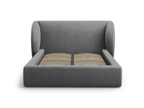 Micadoni Opbergbed met hoofdeinde Miley 160x200cm, flueel, grijs - 230x207x100cm