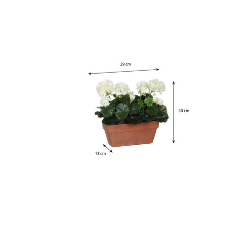 Mica Decorations Geranium Kunstplant in Balkonbak - L29 x B13 x H40 cm - Wit