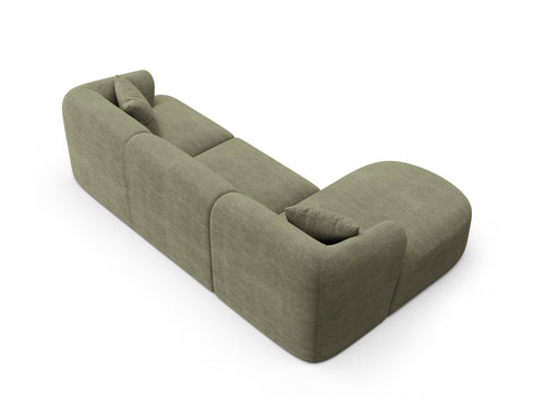 Cosmopolitan Design Modulaire hoekbank links Campi 4-zits, ribfluwelen mosgroen - 156x256x70cm