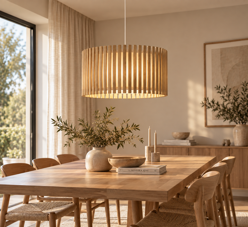 Umage Komorebi Large hanglamp natural oak - met koordset wit - Ø 45 cm