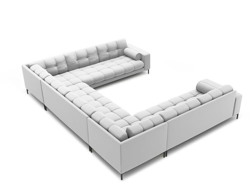 Cosmopolitan Design Panoramische bank Bali 9-zits, structurele stof, lichtgrijs - 256x327x75cm