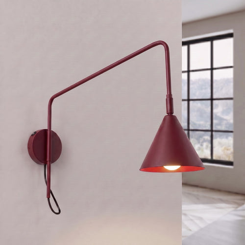 Sollux Lighting Wandlamp NOX 1 bordeaux met schakelaar - 14x61x30cm