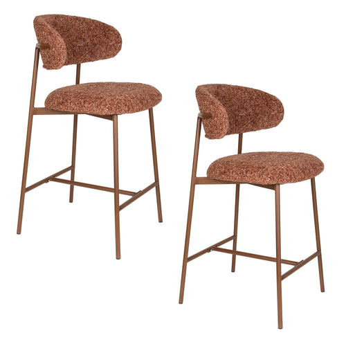 Housecraft Living Claes Barkrukken rugleuning 65 cm Terra - Set van 2