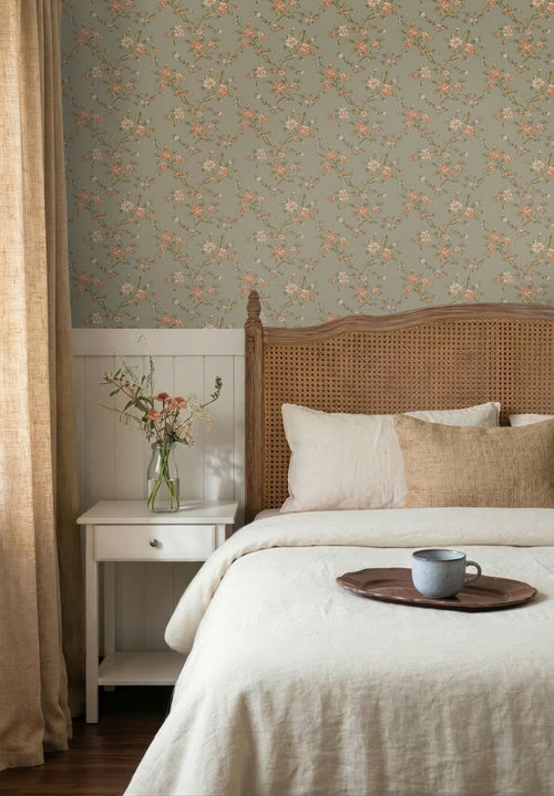 ESTAhome behang vintage bloemen groen - 50 x 900 cm - 132207