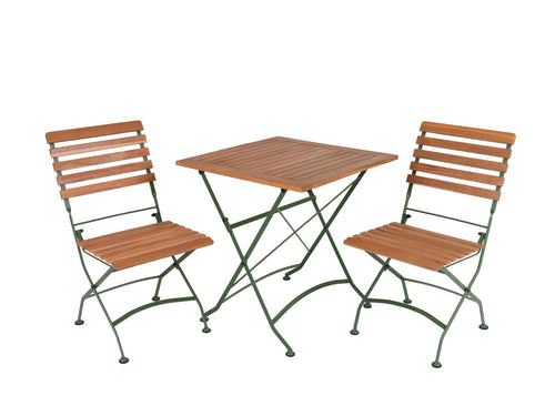 MaximaVida inklapbare vierkante acacia bistroset Toscana 70 cm olijfgroen - zonder armleuning