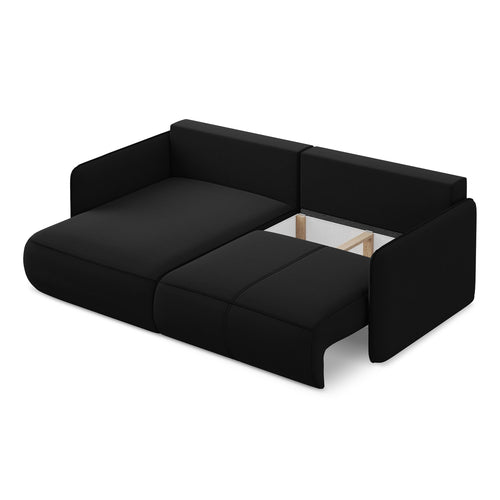 LaMiaSofa hoekbank links Palermo - velours - zwart - 207x148x86