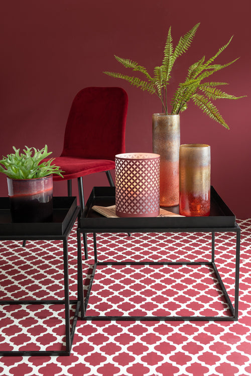 J-Line stoel Claire - metaal/textiel - bordeaux - 2 stuks - vtwonen shop