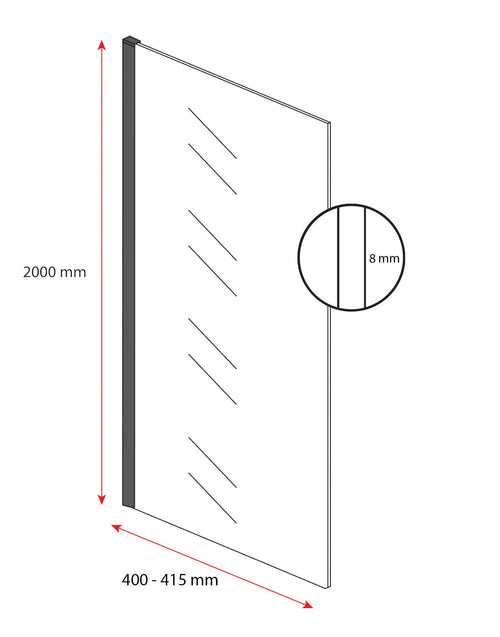 Badplaats Douchewand Florida 40 x 200 cm – Zwart – Inloopdouche 8 mm met Melkglas