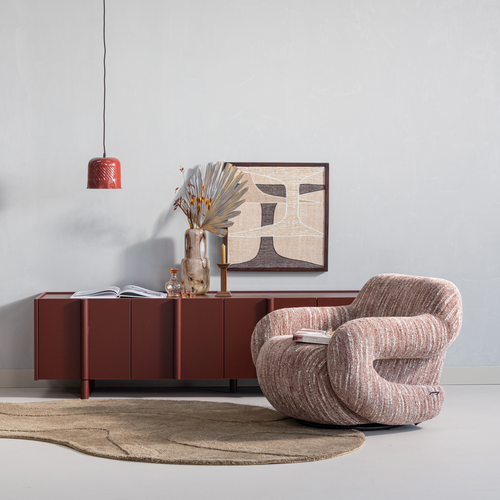 WOOOD tv-meubel Basu - Grenen - Bordeauxrood - 53x200x46
