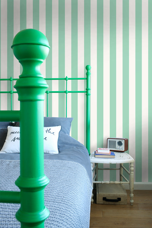ESTAhome behang strepen mintgroen en wit - 53 cm x 10.05 m - 139910 - vtwonen shop