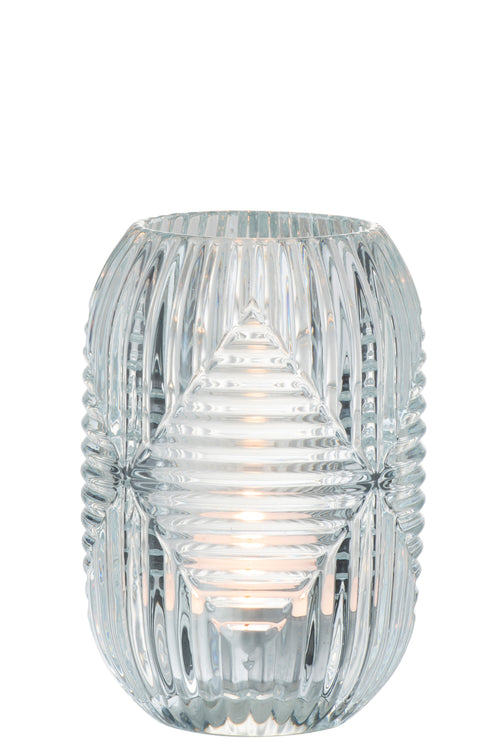 J-Line theelichthouder Hoog Lijnen - glas - transparant - vtwonen shop