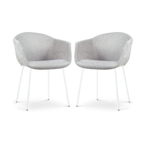 Nolon Nora-Otis Eetkamerstoelen Set van 2 - Lichtgrijs - Witte Poten - vtwonen shop