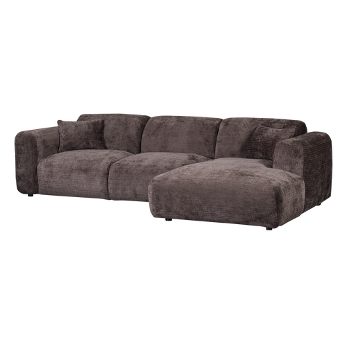 WOOOD chaise longue bank rechts Cloud - Chenille - Bruin - 80x280x165