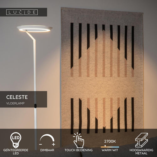 Lucide vloerlamp CELESTE - Geïntegreerde LED - Wit