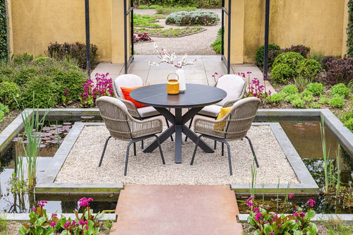 Triton dining fauteuil - carbon black - rope donker zand - desert sand - vtwonen shop