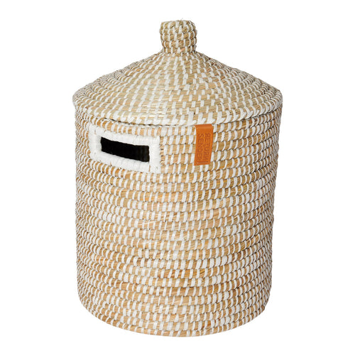 Return to Sender Mand met deksel 36 cm wit en naturel kaisagras - vtwonen shop
