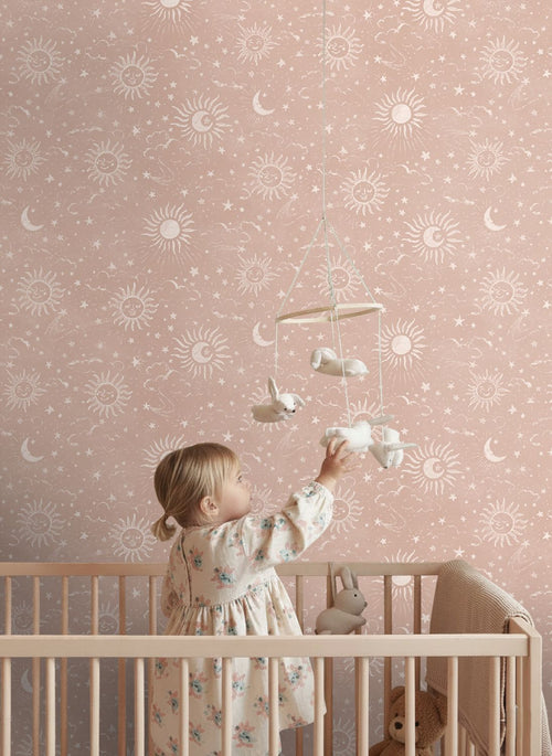 ESTAhome behang sterrenhemel roze - 50 x 900 cm - 132082