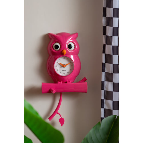 Karlsson wandklok Owl Pendulum - roze - 20x8.5x37.5cm - vtwonen shop