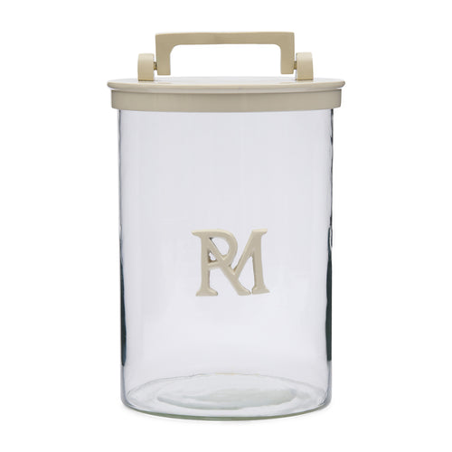 Rivièra Maison RM Monogram Storage Jar flax - Aluminium, Glas - Flax - vtwonen shop