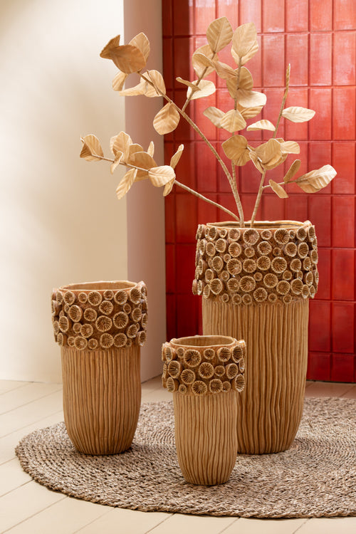 J-Line vaas Koraal Hoog - keramiek - geel - small - 32.5 cm hoog - vtwonen shop