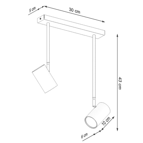 Sollux Lighting Plafondlamp NORANO 2 zwart - 30x10x43cm