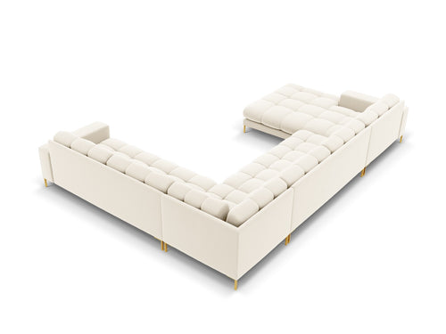 Cosmopolitan Design Panoramische hoekbank rechts Bali 7-zits, flueel, lichtbeige - 256x327x75cm