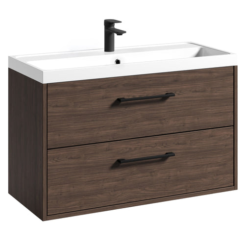 Badplaats Badkamermeubel Florence 01 80 x 40 cm – Walnoot Bruin – Hangend Badmeubel met Soft-Close