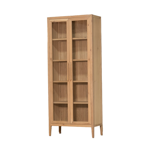 DÉJA Living Vitrinekast Camille - Naturel - Eikenhout - 97x37x200cm - vtwonen shop