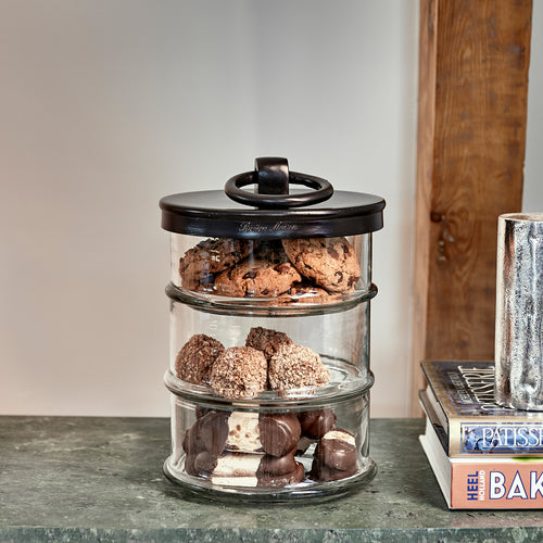 Rivièra Maison Cordoba Triple Storage Jar black - Aluminium, Glas - Zwart - vtwonen shop