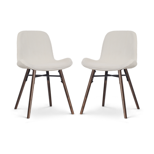 Nolon Nena-Fé Eetkamerstoelen Set van 2 - Rib Crème - Walnoot - vtwonen shop