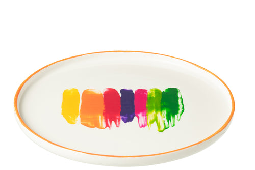 J-Line bord Streep - porselein - mix - 6 stuks