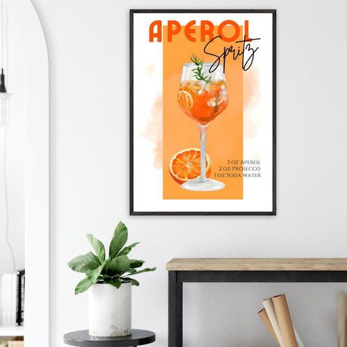 Artfulprints Poster met Lijst Aperol Spritz - Orange   - 30x40 cm - Oranje