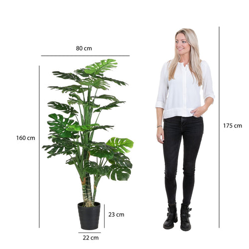Mica Decorations Monstera Kunstplant - H160 x Ø80 cm - Groen