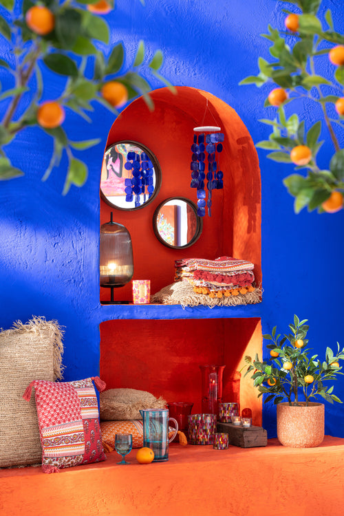 J-Line plateau Spiegel Rond - glas/rotan - large - vtwonen shop