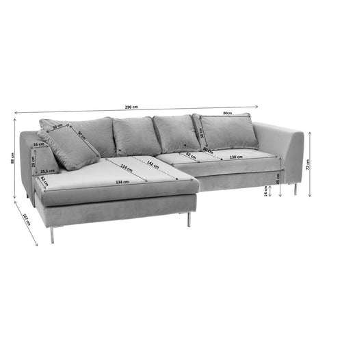 Kare Design Hoekbank Gianni 290cm rechts fluweel bruin
