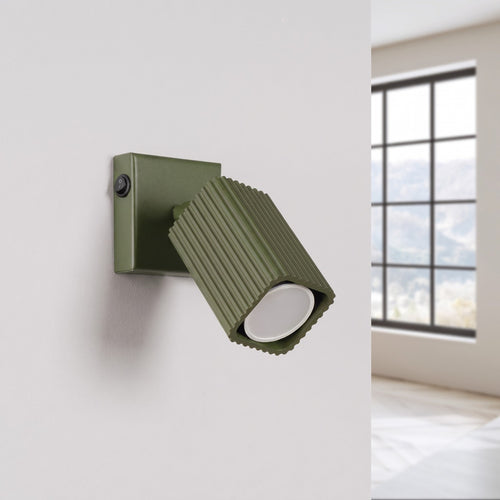 Sollux Lighting Wandlamp RAYO olijfgroen met schakelaar - 8x16x16cm
