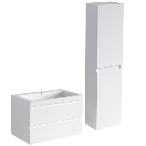 LOMAZOO badmeubelset Avalon - met hoge kast - glanzend wit - 80 cm