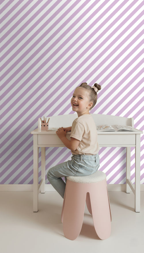 ESTAhome behang strepen lila paars en wit - 53 cm x 10.05 m - 139952