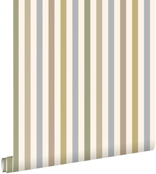 ESTAhome behang strepen blauw, groen en bruin - 50 x 900 cm - 132255